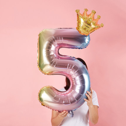 生日数字气球装饰皇冠男孩女孩儿童宝宝周岁拍照道具派对场景布置