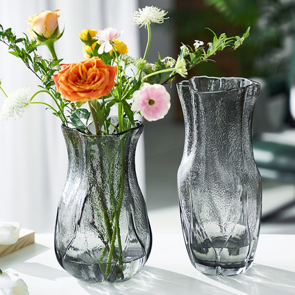 轻奢新创意花瓶玻璃透明高级感水养鲜花客厅餐桌插花装饰摆件北欧