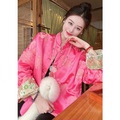 粉色中式外套