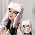 帽子女冬季韩版骑电动车护耳保暖加绒加厚防寒时尚可爱东北雷锋帽