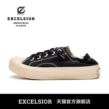 excelsior饼干鞋官方 双马尾休闲板鞋增高男 一脚蹬轻便帆布鞋女