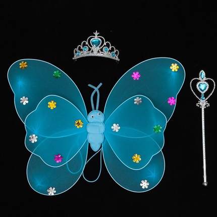 翅膀道具cos儿童玩具魔法棒蝴蝶彩色背饰大仙女公主装饰小孩天使