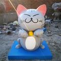 卡通玻璃钢雕塑定制招财猫摆件小猫公仔树脂模型动漫动物雕像定做