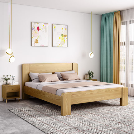 北欧实木床双人1.8x2米现代简约主卧床1.5米家用橡木单人床1.2米