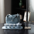 花开茶蘼陶瓷盖碗一壶三杯玻璃公道杯旅行茶具套装便携包整套茶具