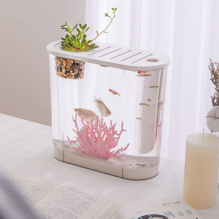 高清透明塑料鱼缸家用客厅金鱼缸小型仿玻璃造景生态办公室乌龟缸