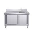 新品不锈钢拉门工作台水池平台水槽带一体灶台柜用饭店商家用厨房