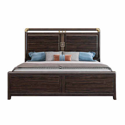 新中式乌金木实木床1.8米卧现代简约轻奢高档型高箱储物双人大床