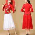 新款刺绣荷花广场舞服装套装女古典舞民族舞中国风表演出服网纱裙