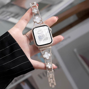 适用iwath9苹果S9手表applewatch8表带S8四叶草S7金属SE小香风S6高级女6代夏新款创意41小众运动智能watchs