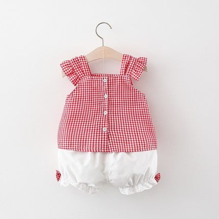 女宝宝吊带短裤套装2023婴儿夏装洋气童装0-1-2-3岁女童新款2件套