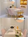 北欧轻奢岩板餐桌椅组合家用小户型现代简约亮面长方形大理石饭桌