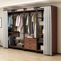 开放式衣柜家用卧室简约现代小户型经济型收纳衣柜带帘子储物柜子