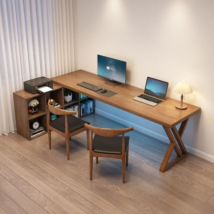 实木转角书桌书柜一体现代简约靠墙L办公桌家用台式电脑桌工作台