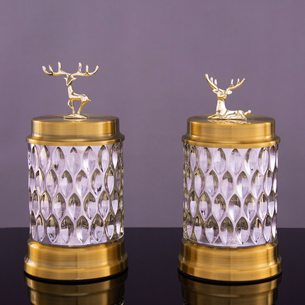 轻奢水晶玻璃糖果罐盒透明储物罐创意糖果北欧桌面家居装饰品摆件
