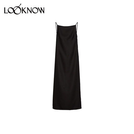 XU ZHI设计师品牌LOOKNOW春夏24新款黑色珠绣饰边露背连衣裙