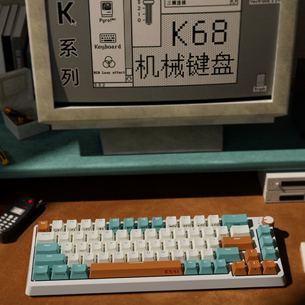 kzzi珂芝K68三模蓝牙无线金粉快银旋钮个性拼色gasket机械键盘