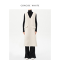 CONCISE-WHITE简白 纯色V领羊毛马甲裙无袖连衣裙秋冬设计师女