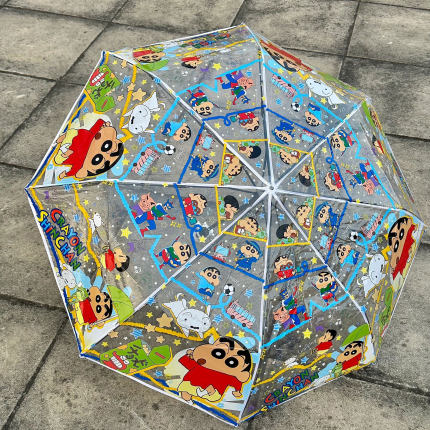 蜡笔小新雨伞透明自动伞长柄伞便携折叠加固加厚学生卡通高颜值