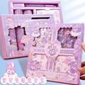 紫星兔100张手账礼盒贴纸可爱卡通女孩和纸手帐胶带透明贴画素材