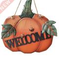 Wood Pumpkin Welcome Sign Welcome Door Sign for Halloween