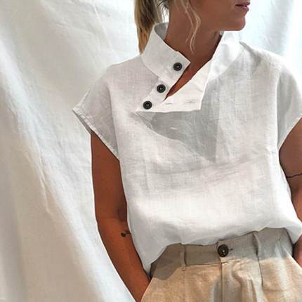 Plus Size Blouses Women Summer Cotton Shirt Tops Ladies女T恤