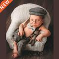 Newborn Clothes Boy Romper Hat Suits Set with Suspenders Bab