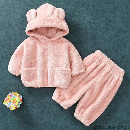 毛绒婴幼儿两件套可爱男女2019宝宝外穿套装新款超萌衣服秋冬洋气
