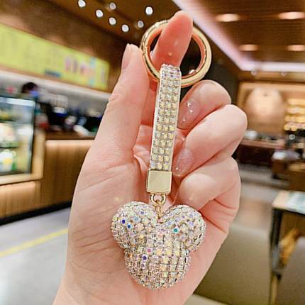 韩国网红镶钻水晶米奇钥匙扣汽车钥匙圈挂件女士包包挂件饰品挂件