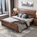 胡桃木实木床1.8米双人主卧简约现代中式轻奢1.5m高箱床储物婚床