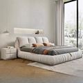 现代简约布艺床意式极简双人主卧软包大床1.8米实木储物榻榻米床