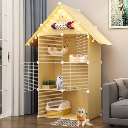 猫别墅家用猫咪笼子超大自由空间多色猫柜三层猫屋猫窝宠物笼子
