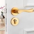 金色实心太空铝卧室门锁木门室内执手锁美式家用把手锁房门锁