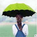 遇水开花三折叠晴雨伞黑胶防晒防紫外线雨伞韩国两用遮阳太阳伞女