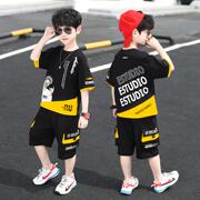 童装男童夏装短袖套装2024年新款中大儿童洋气男孩运动韩版夏季潮