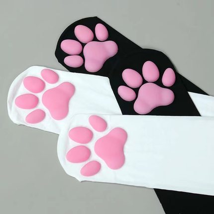 3D猫爪袜可爱萝莉洛丽塔二次元cos动漫过膝袜长筒 硅胶肉垫猫爪袜