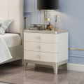 轻奢美式新款实木床头柜香槟银三抽储物柜现代简约卧室家具60cm高