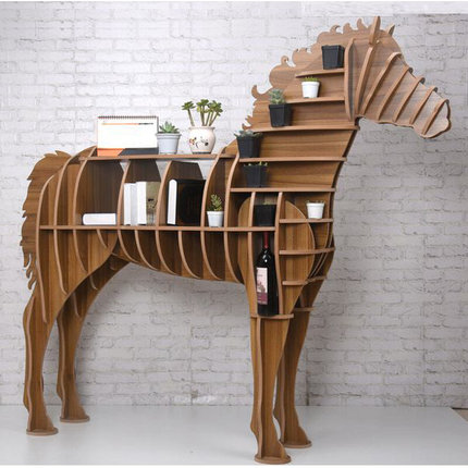 欧式新款大马书架创意动物造型置物架软装设计个性橱窗落地摆件桌