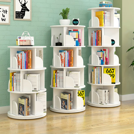旋转书架360度置物架儿童简易家用省空间书柜简约学生落地小书架
