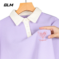 【GLM官方】紫色polo衫翻领卫衣女春秋款设计感百搭休闲上衣外套