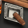 。雪茄烟灰缸创意菱形耐磨防摔高端雪茄缸烟槽复古金属欧式专用烟