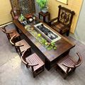 新中式大板茶桌老船木流水茶桌椅组合茶台办公室景观茶几客厅家用