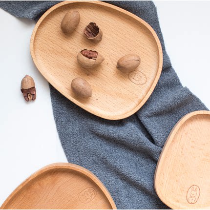 ens创意日式木质托盘家用零食水果盘实木干果点心盘茶盘
