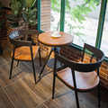 铁艺餐椅休闲阳台小圆桌美式实木复古工业风奶茶店咖啡厅桌椅组合