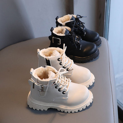男童马丁靴2022年新款女童冬款宝宝加绒加厚保暖棉靴防滑软底低筒