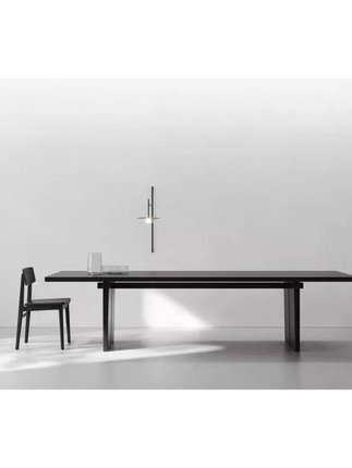 销极实木长条桌约办公桌子黑色原木大板桌北欧会议桌工作台品