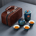 日式古典一壶三杯随行旅行茶具套装皮包logo车载快客杯厂家直供