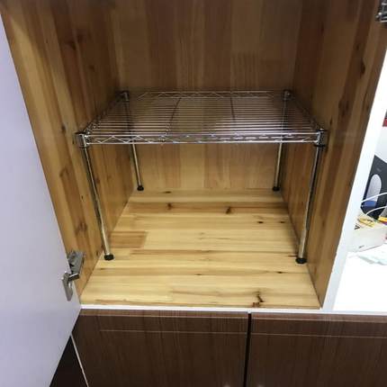 可调节橱柜衣柜厨房分层置物架微波炉架不锈钢色隔层架锅架碗架