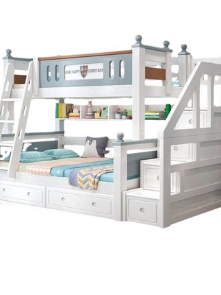 定制橡木上下床高低床双层床大人多功能小户型儿童床上下铺木床子
