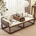 实木推拉罗汉床小户型沙发床两用客厅折叠新中式老榆木茶桌椅组合